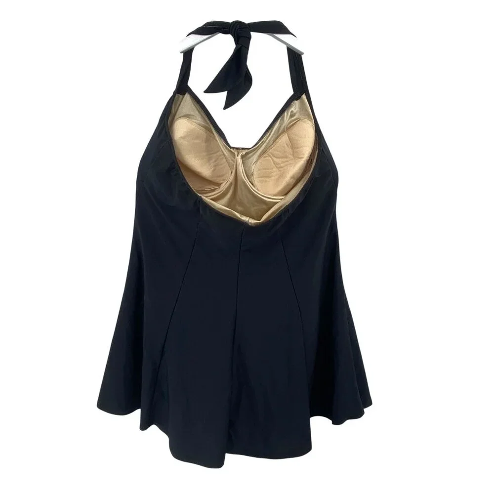 Carol Wior Black women's swim dress Size 16 USA Halter‎ neck USA Slimming